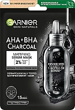 Oczyszczająco-nawilżająca czarna maska na tkaninie zwężająca pory - Garnier Pure Charcoal Black Tissue Mask — Zdjęcie N1