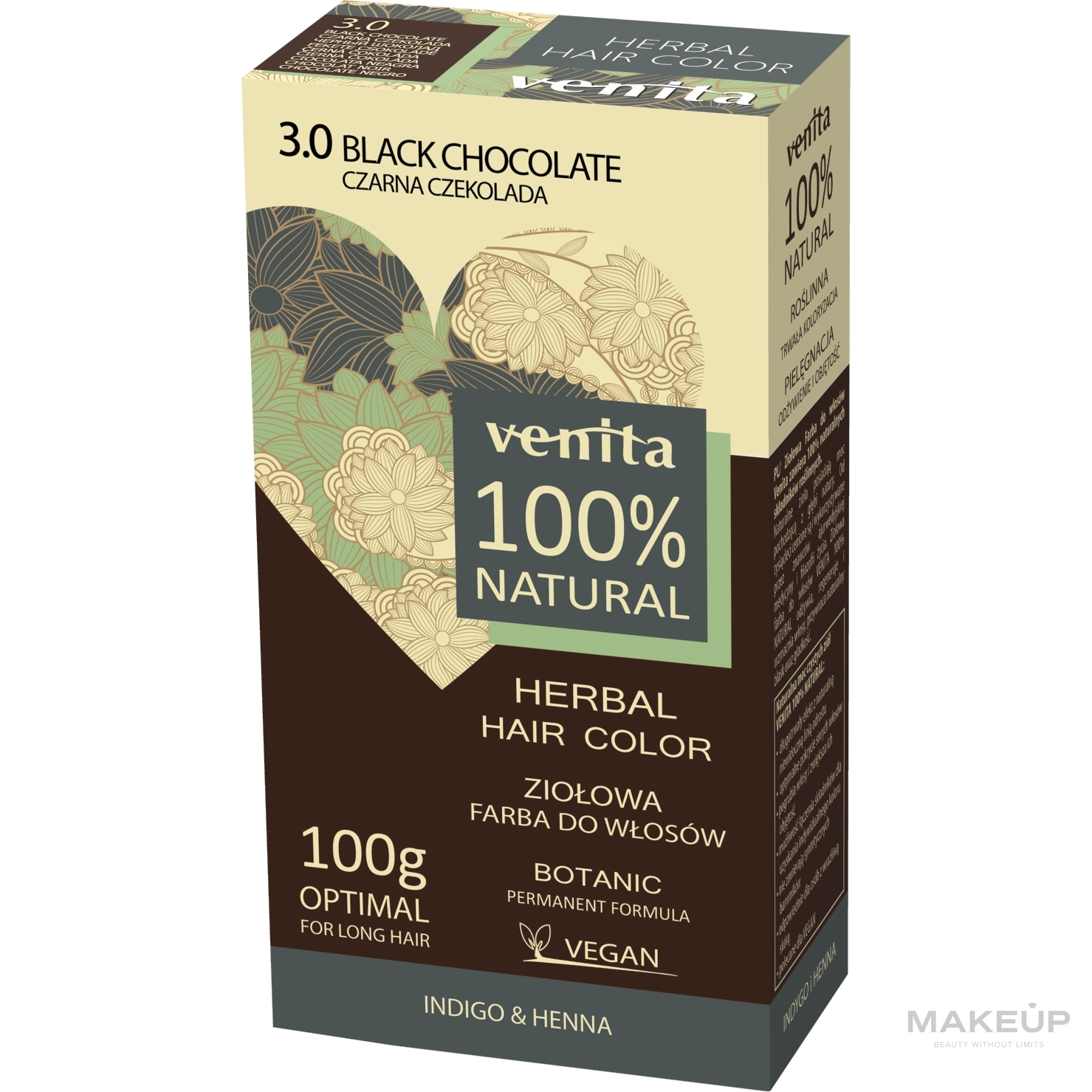 PRZECENA! Ziołowa farba do włosów - Venita Natural Herbal Hair Color * — Zdjęcie 3.0 - Black Chocolate