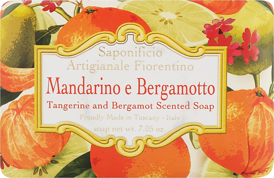 Naturalne mydło w kostce Mandarynka i bergamotka - Saponificio Artigianale Fiorentino  — Zdjęcie N1