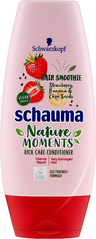 Truskawka, Banan, Chia odżywka do włosów zniszczonych - Schwarzkopf Schauma Nature Moments Hair Smoothie Conditioner