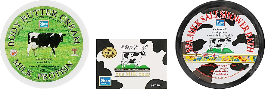 Zestaw kosmetyczny - Yoko Milk Products Set (soap/90g + scr/200g + b/cr/200g) — Zdjęcie N2