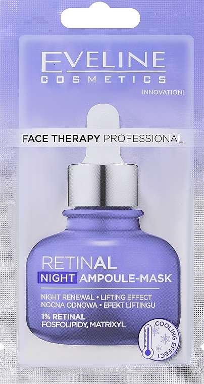 Ampułka z kremem do twarzy na noc - Eveline Face Therapy Retinal Night Ampoule-Mask — Zdjęcie N1