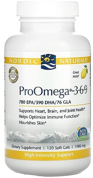 Suplement diety Omega 3-6-9 o smaku cytrynowym - Nordic Naturals ProOmega 3-6-9 Lemon — Zdjęcie N1