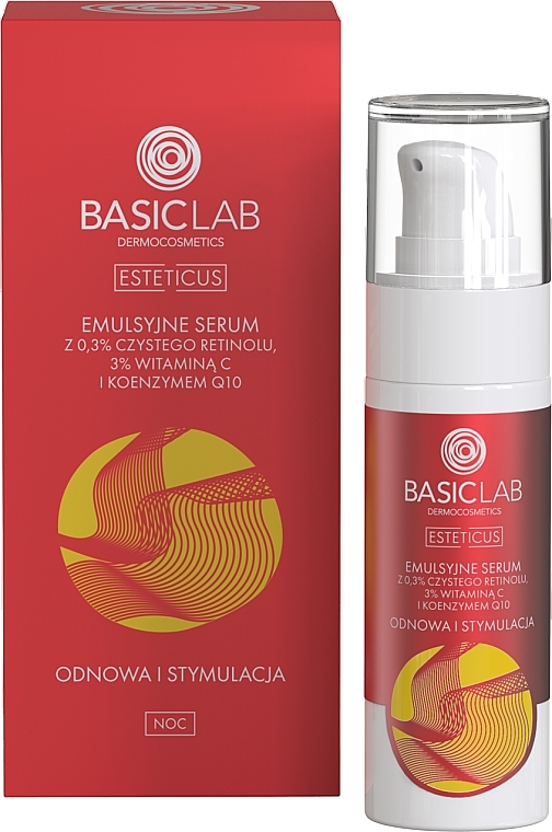 Emulsyjne serum do twarzy na noc Odnowa i stymulacja - BasicLab Dermocosmetics Esteticus — Zdjęcie N2