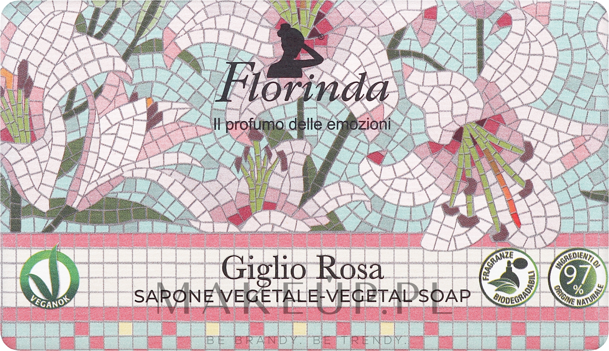 Mydło toaletowe Różowa lilia - Florinda Mosaici Italiani Vegetal Soap — Zdjęcie 200 g