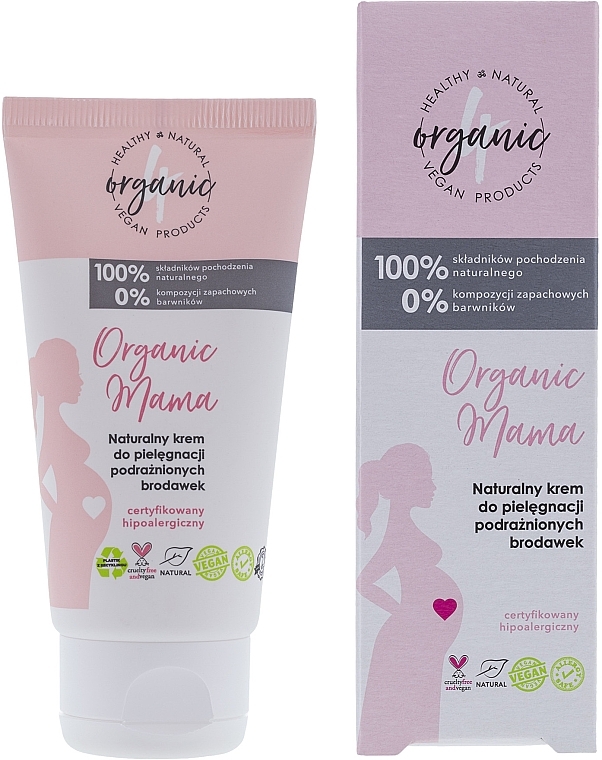 PRZECENA! Naturalny krem do pielęgnacji podrażnionych brodawek sutkowych - 4Organic Organic Mama Natural Cream For The Care Of Irritated Nipples * — Zdjęcie N2