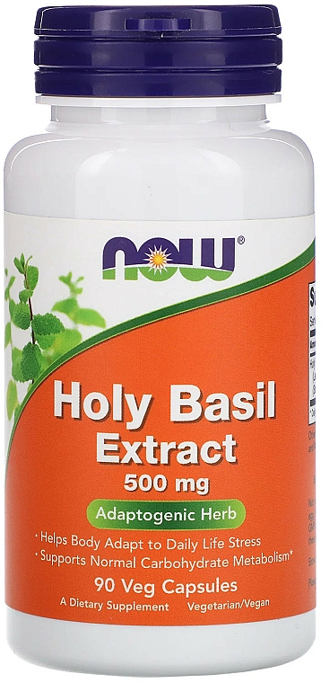 Ekstrakt ze świętej bazylii w kapsułkach, 500 mg - Now Foods Holy Basil Extract Veg Capsules — Zdjęcie N1