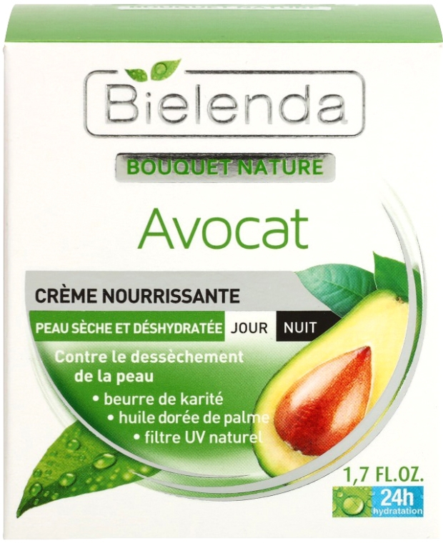 Odżywczy krem do twarzy na dzień i noc - Bielenda Bouquet Nature Avocado Nourishing Day Night Cream — Zdjęcie N2