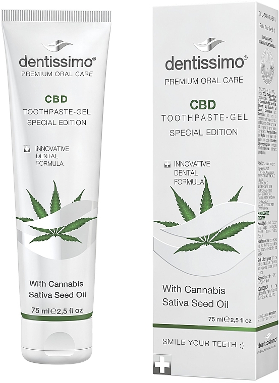 Pasta do zębów-żel z olejem z nasion konopi - Dentissimo CBD Toothpaste-Gel Special Edition with Cannabis Sativa Seed Oil — Zdjęcie N2