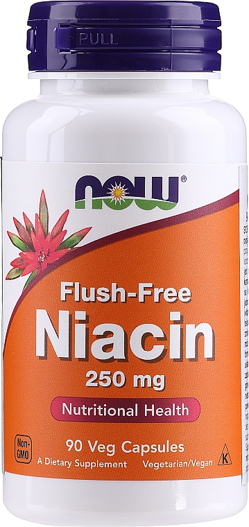 Suplement diety Niacyna, 250 mg - Now Foods Flush-Free Niacin — Zdjęcie N1