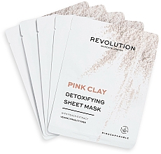 Zestaw masek w płachcie - Revolution Skincare Pink Clay Detoxifying Sheet Mask (f/mask/5pcs) — Zdjęcie N1