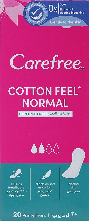 Wkładki higieniczne, 20 szt. - Carefree Cotton Unscented — Zdjęcie N1