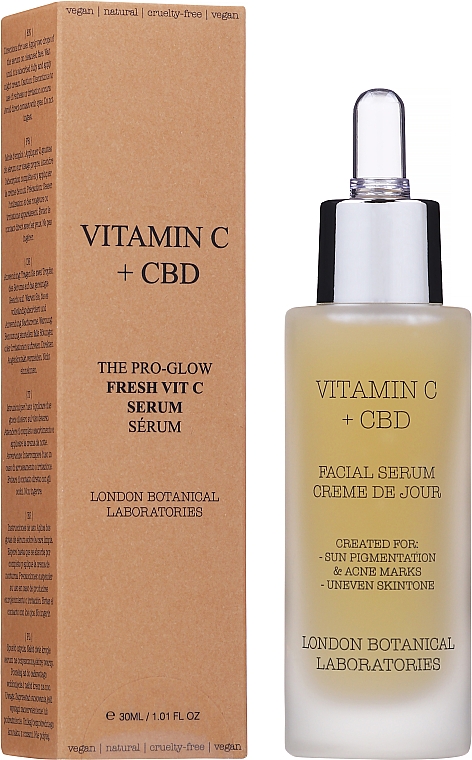 Serum w sprayu do twarzy z olejkiem różanym - London Botanical Laboratories Vitamin C + CBD Serum — Zdjęcie N2