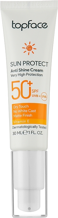Krem przeciwsłoneczny do twarzy SPF50+ - TopFace Sun Protect Anti Shine Cream SPF50+ — Zdjęcie N1