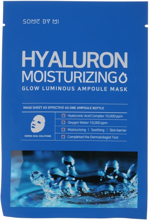 Nawilżająca maska w płachcie do twarzy z kwasem hialuronowym - Some By Mi Hyaluron Moisturizing Glow Luminous Ampoule Mask