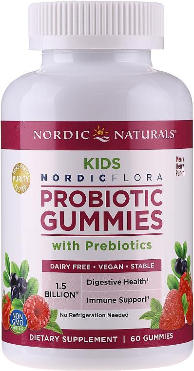 Probiotyczne żelki dla dzieci o smaku jagodowym - Nordic Naturals Probiotic Gummies Kids Merry Berry Punch — Zdjęcie N1