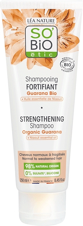 Wzmacniający szampon do włosów z guaraną i olejkiem niaouli - So'Bio Etic Strengthening Shampoo — Zdjęcie N1