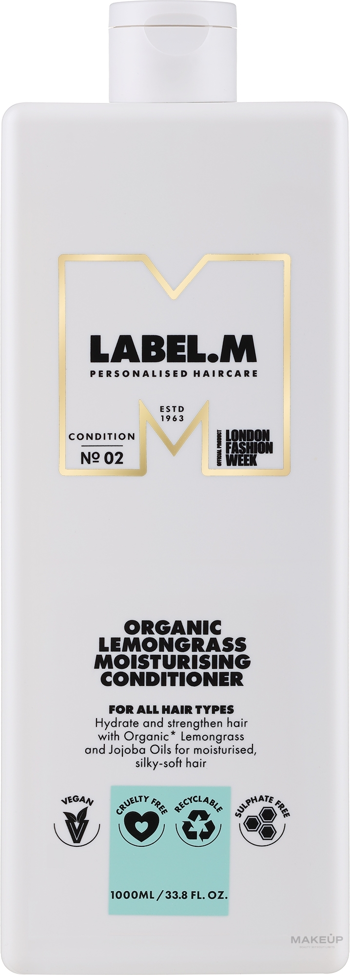 Nawilżająca odżywka do włosów - Label.m Professional Organic Lemongrass Moisturising Conditioner — Zdjęcie 1000 ml