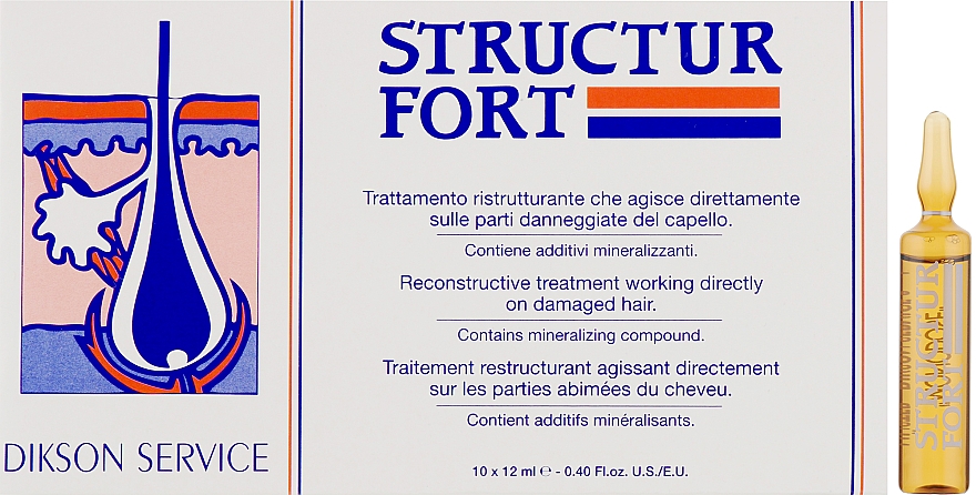 Odbudowująca kuracja w ampułkach do włosów zniszczonych - Dikson Structur Fort