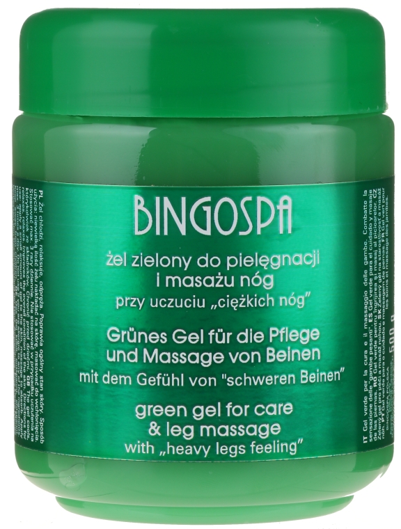 Zielony żel do pielęgnacji i masażu nóg przy uczuciu ciężkich nóg - BingoSpa Green Gel — Zdjęcie N1