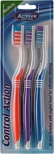 Szczoteczki do zębów o średniej twardości, pomarańczowa + fioletowa + niebieska - Beauty Formulas Control Action Toothbrush — Zdjęcie N1