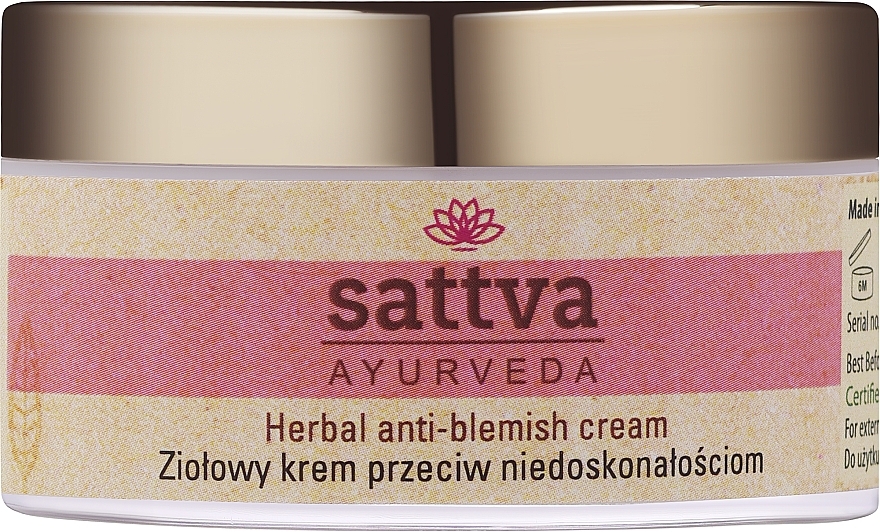 PRZECENA! Ziołowy krem przeciw niedoskonałościom skóry - Sattva Ayurveda * — Zdjęcie N1