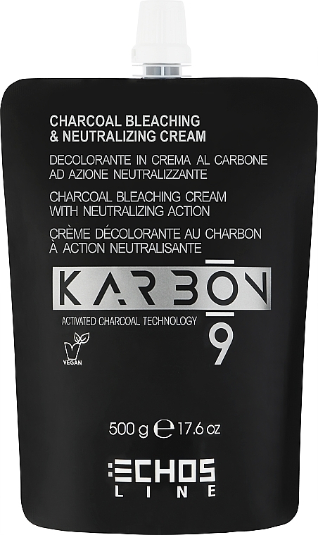 Krem rozjaśniający do włosów z czynnikiem neutralizującym - Echosline Karbon 9 Charcoal Bleaching & Neutralizing Cream — Zdjęcie N1
