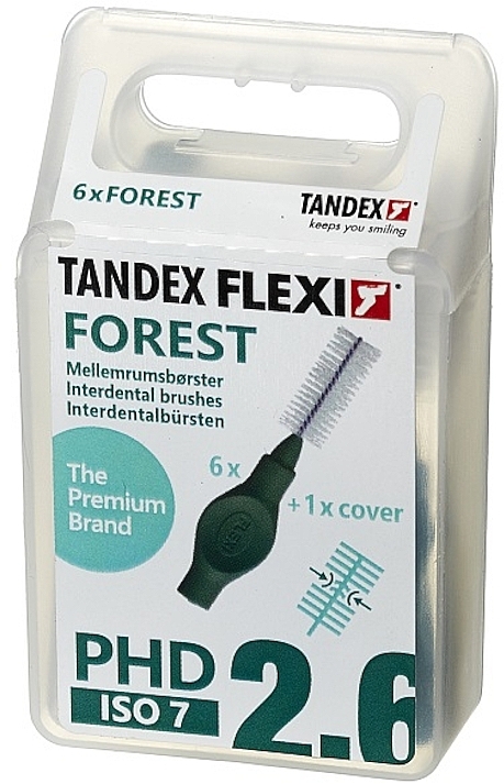 Szczoteczki międzyzębowe 1,2 mm, zielone, 6 szt. - Tandex Flexi Forest — Zdjęcie N1