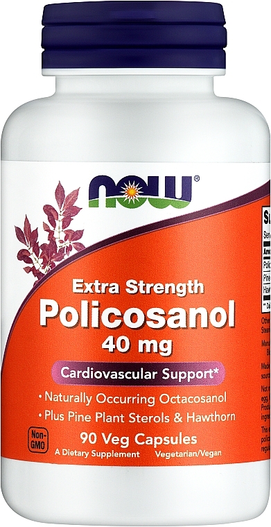 Suplement diety Polikozanol 40 mg - Now Foods Extra Strength Policosanol 40 mg — Zdjęcie N1