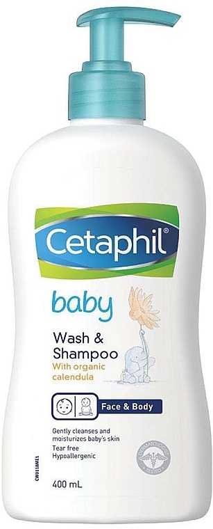 Żel do kąpieli i szampon dla niemowląt - Cetaphil Baby Wash & Shampoo With Organic Calendula — Zdjęcie N1