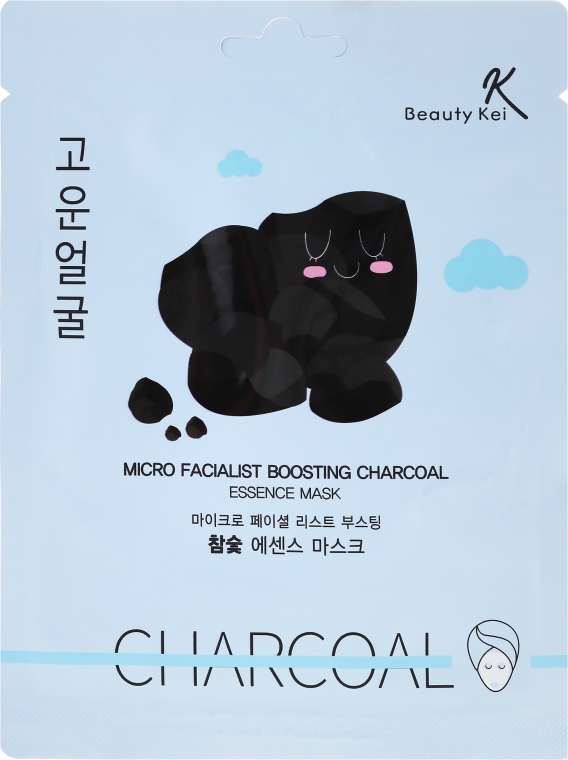 Oczyszczająca węglowa maseczka na twarz - Beauty Kei Micro Facialist Boosting Charcoal Essence Mask — Zdjęcie N1
