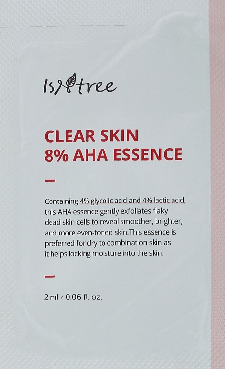 Esencja do twarzy z kwasem mlekowym i glikolowym - IsNtree Clear Skin 8% Aha Essence (próbka) — Zdjęcie N1