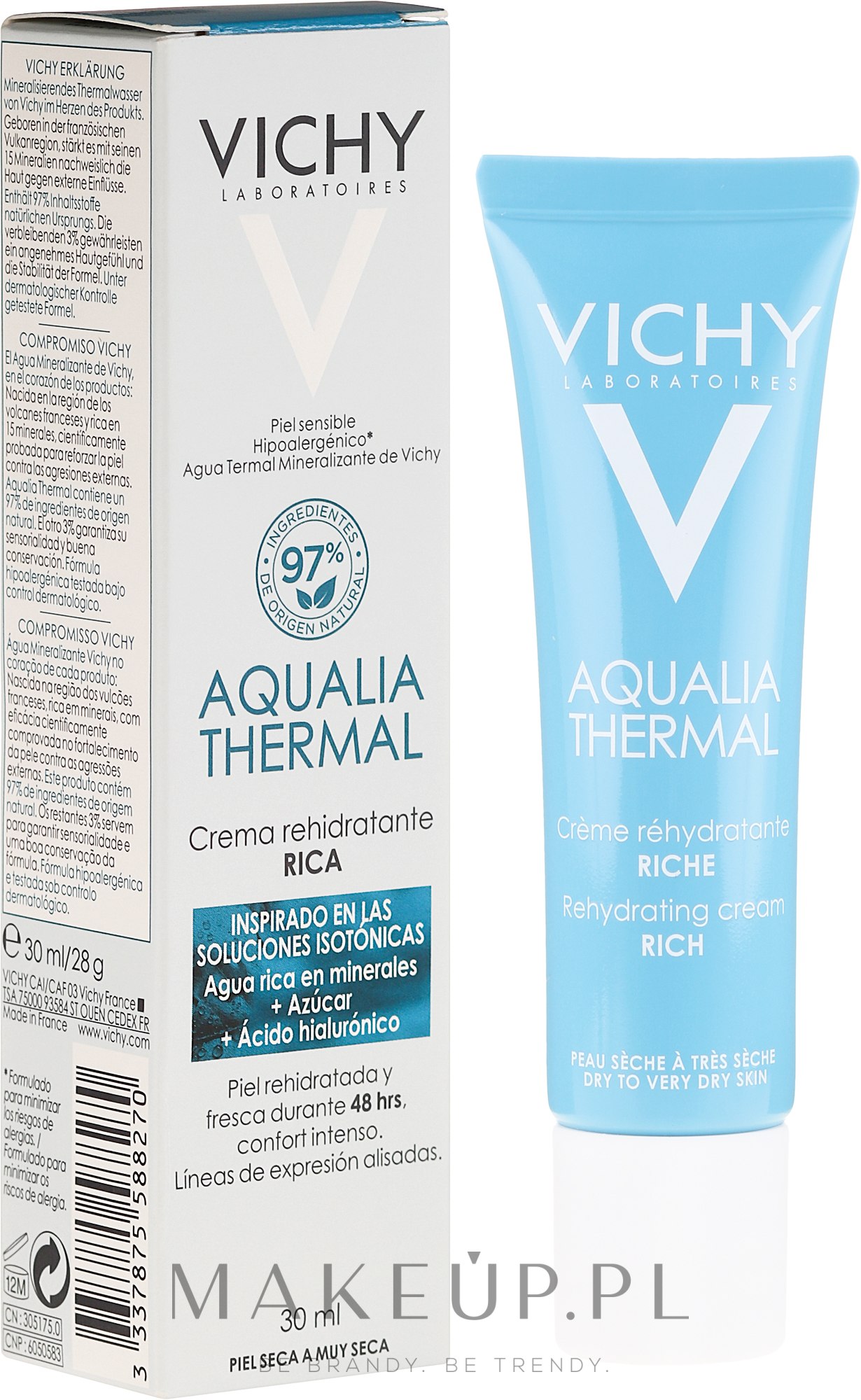 Bogaty krem nawilżający na dzień Kwas hialuronowy - Vichy Aqualia Thermal Rich Cream — Zdjęcie 30 ml