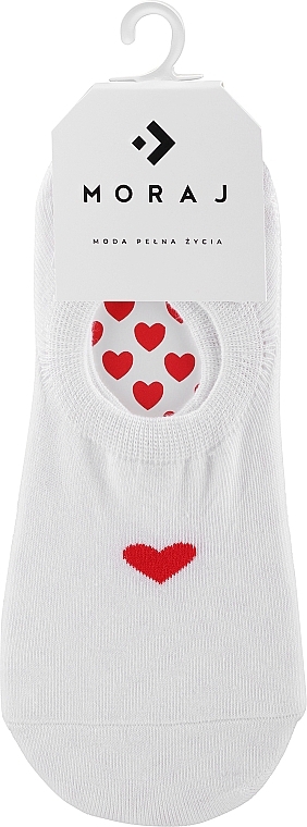 Skarpetki damskie ze wzorem w kształcie serca, 1 para, białe - Moraj — Zdjęcie N1