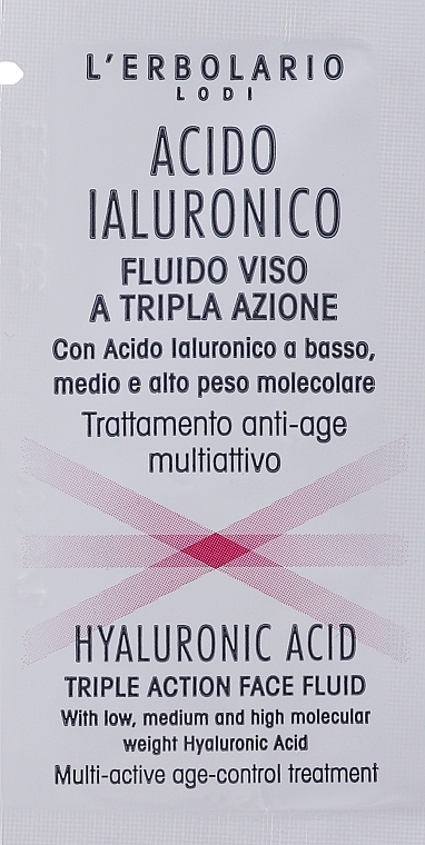 Serum-fluid do twarzy z kwasem hialuronowym - L'Erbolario Hyaluronic Acid Triple Action Face Fluid (próbka) — Zdjęcie N1