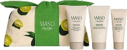 Kup Zestaw - Shiseido Waso Skin Perfecting Kit (mask/30ml + cleanser/30ml + cr/15ml + bag/1pc)