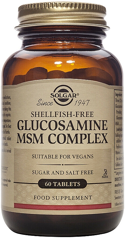 Glukozamina i MSM Complex- suplement diety - Solgar Shellfish-Free Glucosamine MSM Complex — Zdjęcie N1
