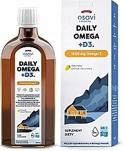 Suplement diety Omega 3 + D3, 1600 mg, smak cytrynowy - Osavi Daily Omega — Zdjęcie N1