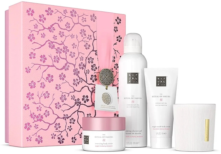 Zestaw - Rituals The Ritual Of Sakura Medium Gift Set 2024 (scr/125g + cr/100ml + foam/200ml + candle/140g) — Zdjęcie N1