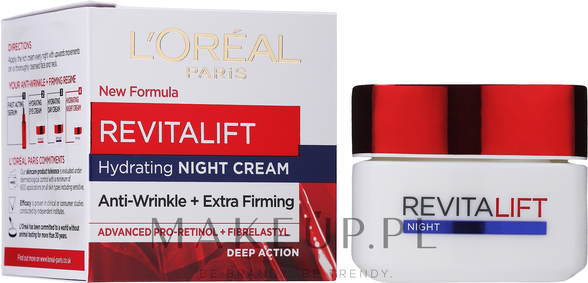 Silnie ujędrniający bogaty krem przeciwzmarszczkowy na noc - L'Oreal Paris Revitalift Night Cream — Zdjęcie 50 ml