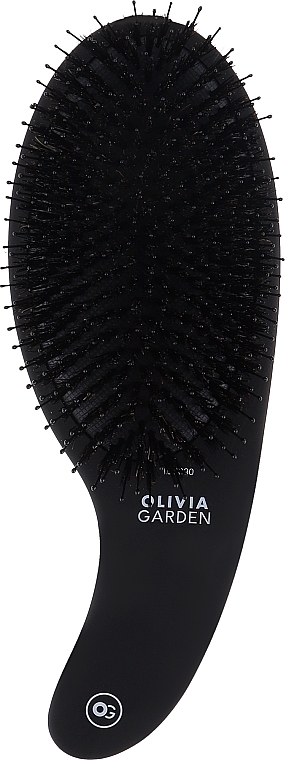 Szczotka do włosów, włosie mieszane, czarna - Olivia Garden Expert Care Curve Boar & Nylon Bristles Matt Black — Zdjęcie N1