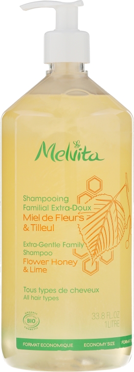 Delikatny szampon do włosów - Melvita Flower Honey & Lime Extra-Gentle Family Shampoo — Zdjęcie N1