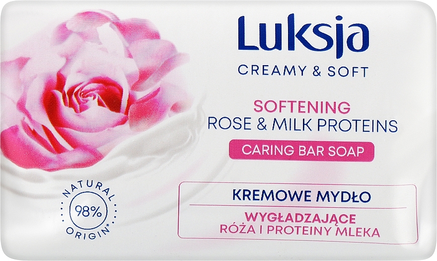 Kremowe mydło wygładzające Róża i proteiny mleka - Luksja Creamy & Soft Softening Rose & Milk Proteins Caring Bar Soap