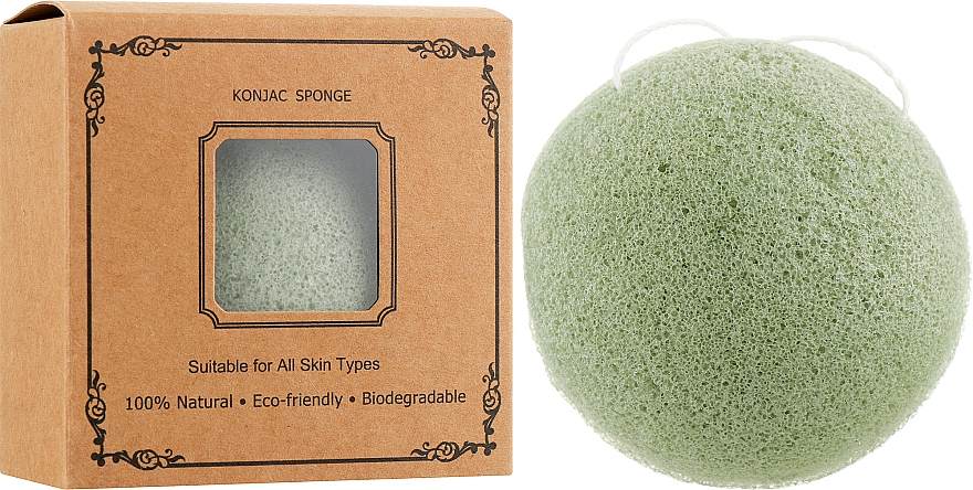 Gąbka konjac do mycia twarzy z zieloną herbatą - Cosmo Shop Konjac Sponge Craft Box — Zdjęcie N2