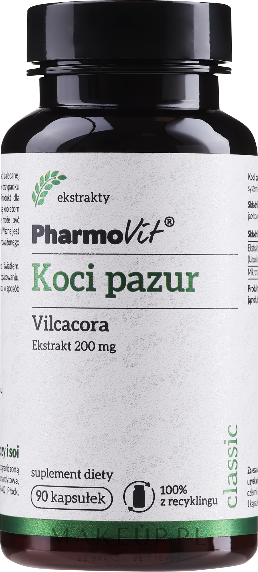 Suplement diety Ekstrakt z kociego pazura - PharmoVit Classic Vilcacora Extract 200 Mg — Zdjęcie 90 szt.