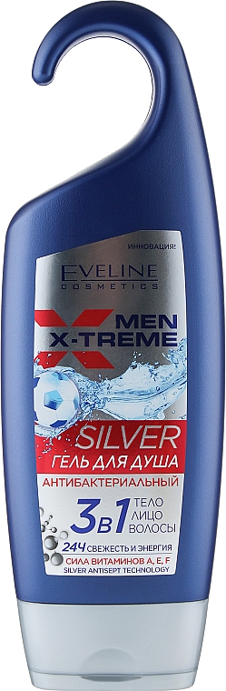 Antybakteryjny żel pod prysznic 3w1 - Eveline Cosmetics Men X-Treme Silver — Zdjęcie N1