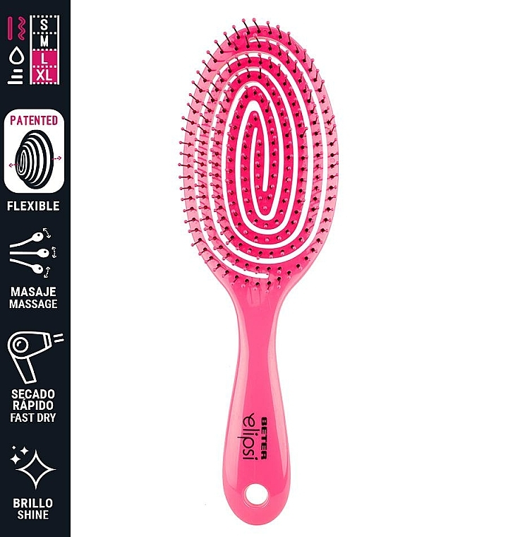 Szczotka do włosów, różowa - Beter Elipsi Detangling Brush Large Fucsia — Zdjęcie N4