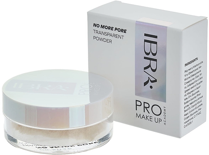 Transparentny sypki puder wygładzający do twarzy - IBRA Makeup Pro Makeup Academy No More Pore — Zdjęcie N1