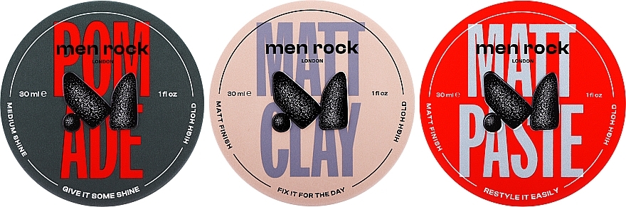 Zestaw - Men Rock Hair Deal (clay/30ml + paste/30ml + pomade/30ml) — Zdjęcie N2