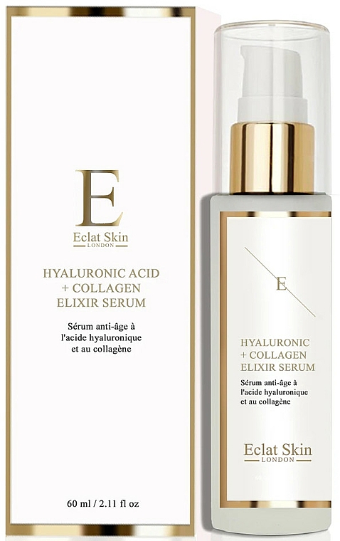 Przeciwzmarszczkowe serum do twarzy z kwasem hialuronowym - Eclat Skin London Hyaluronic Acid & Collagen Elixir Serum — Zdjęcie N1